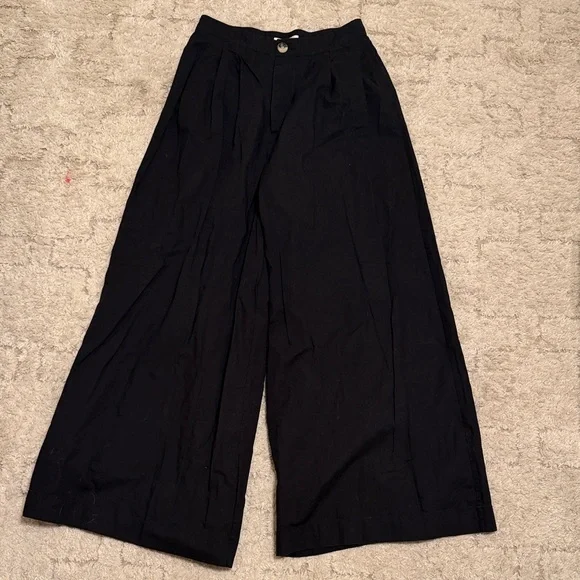 DÔEN Black Wide Leg cotton Trousers - Picture 2 of 6